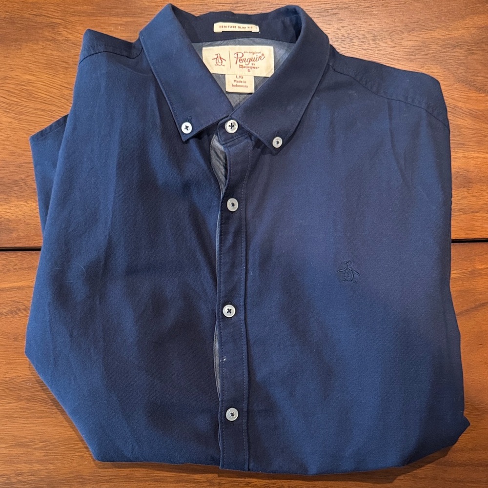 Original Penguin Men's Deep Blue Dress Shirt
